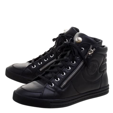 black chain chanel shoes|Chanel black sneakers women.